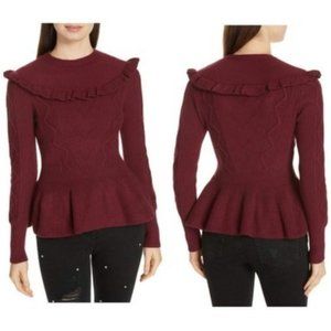 Ted Baker Sweater Cozy Maroon Elsahi Yoke Sweater